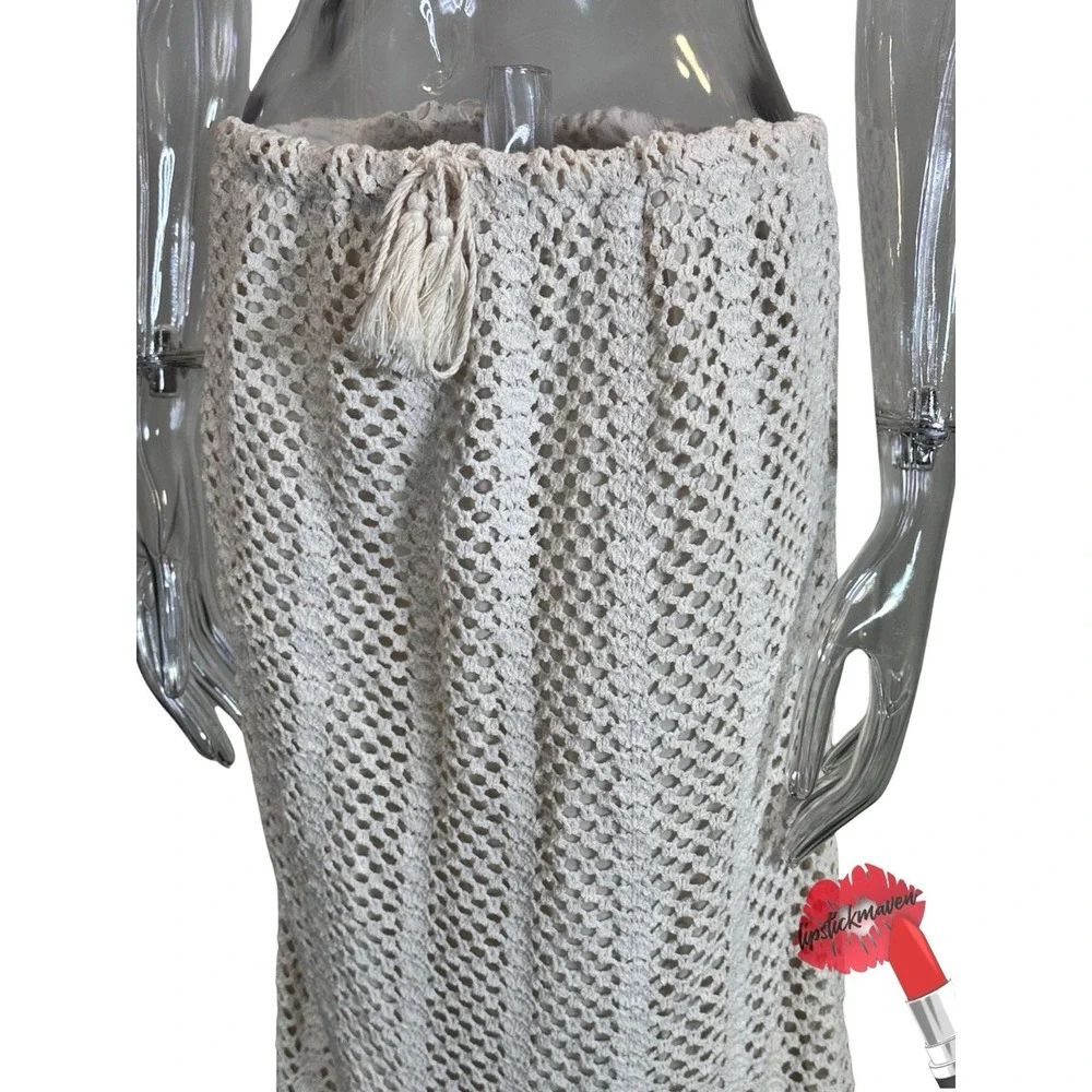 Lucy Paris Crochet Knit Skirt‎ Women Large Tan Beach